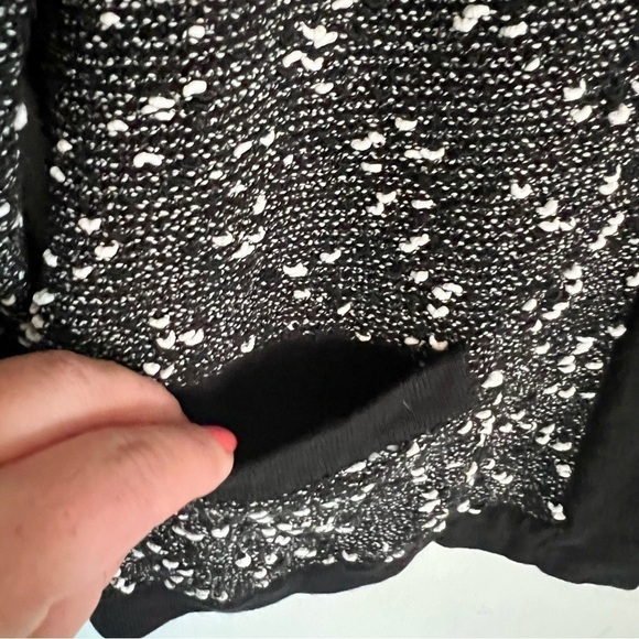 LIZ Claiborne Marled Open Front Cardigan Sweater Black White Grey Pockets L - Picture 7 of 12